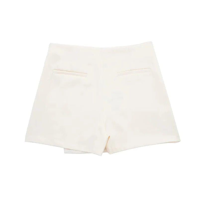 TRAF 2024 Asymmetric Skort For Women Black High Waist Mini Skirt Shorts Women Casual Bermuda Shorts Woman Summer Skirt Shorts