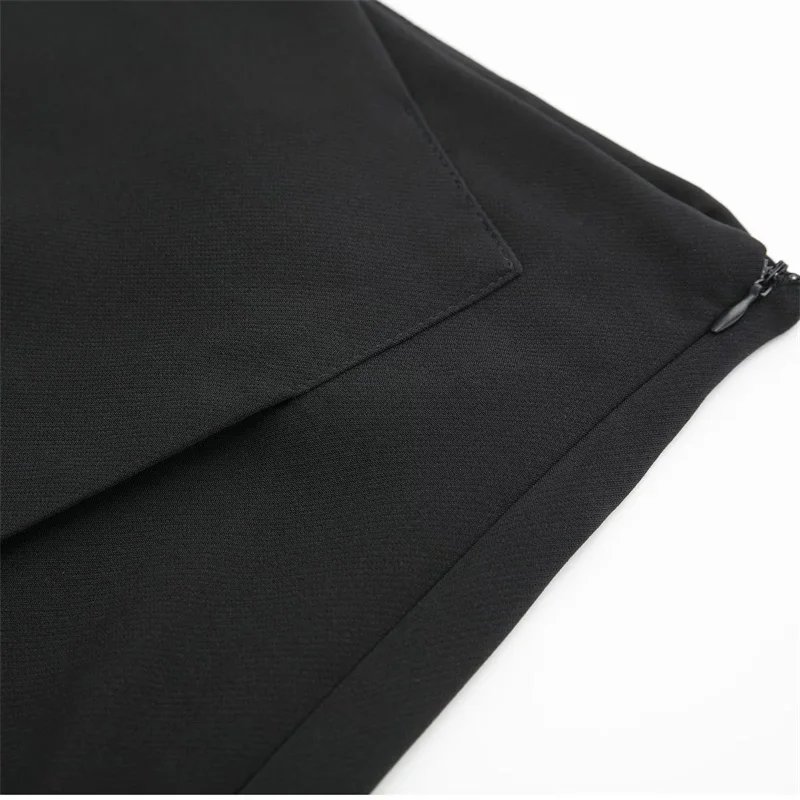 TRAF 2024 Asymmetric Skort For Women Black High Waist Mini Skirt Shorts Women Casual Bermuda Shorts Woman Summer Skirt Shorts