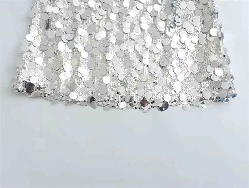 Silver Sequin Skirt Woman High Waist Mini Skirt Woman Fashion Shiny Glitter Elegant Short Skirts For Women Y2k Skirts