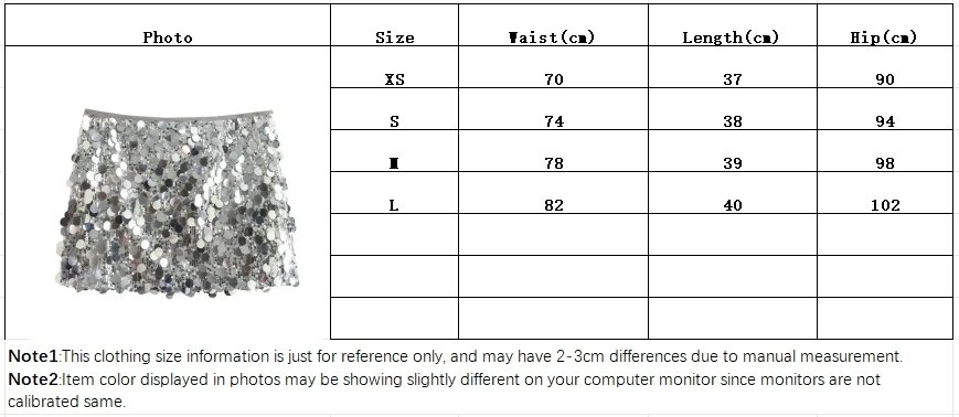 Silver Sequin Skirt Woman High Waist Mini Skirt Woman Fashion Shiny Glitter Elegant Short Skirts For Women Y2k Skirts
