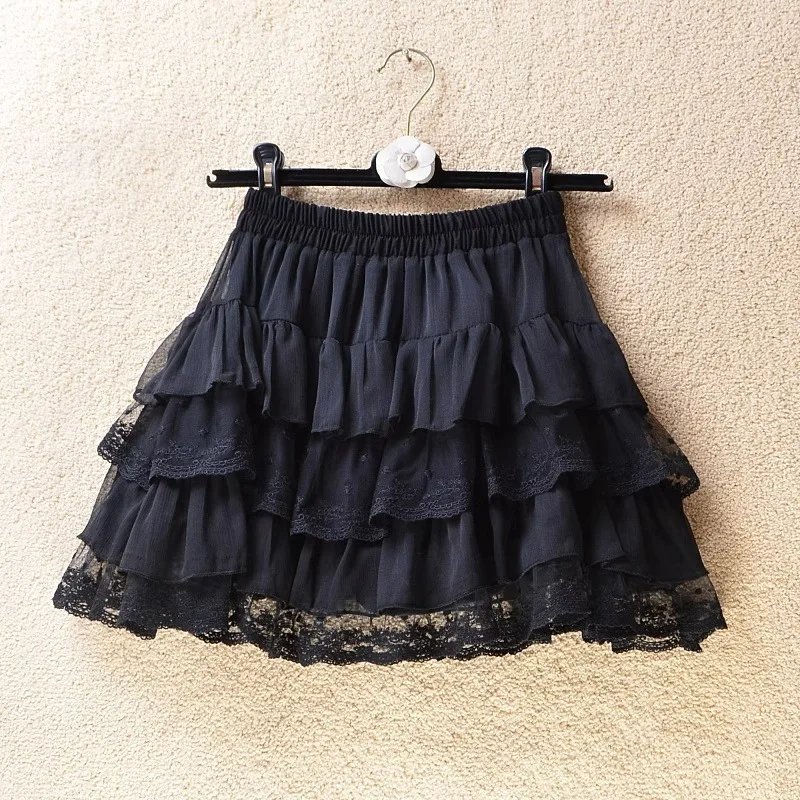 Women's Elastic Gothic Lace Tutu Skirt