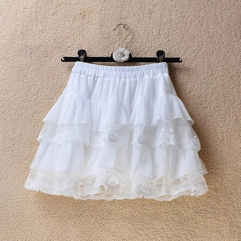 Elastic Gothic Lace Tutu Skirt Women Black Mesh Detail Petticoat Sexy Mini Tulle Skirts Party Club Wear Dancer