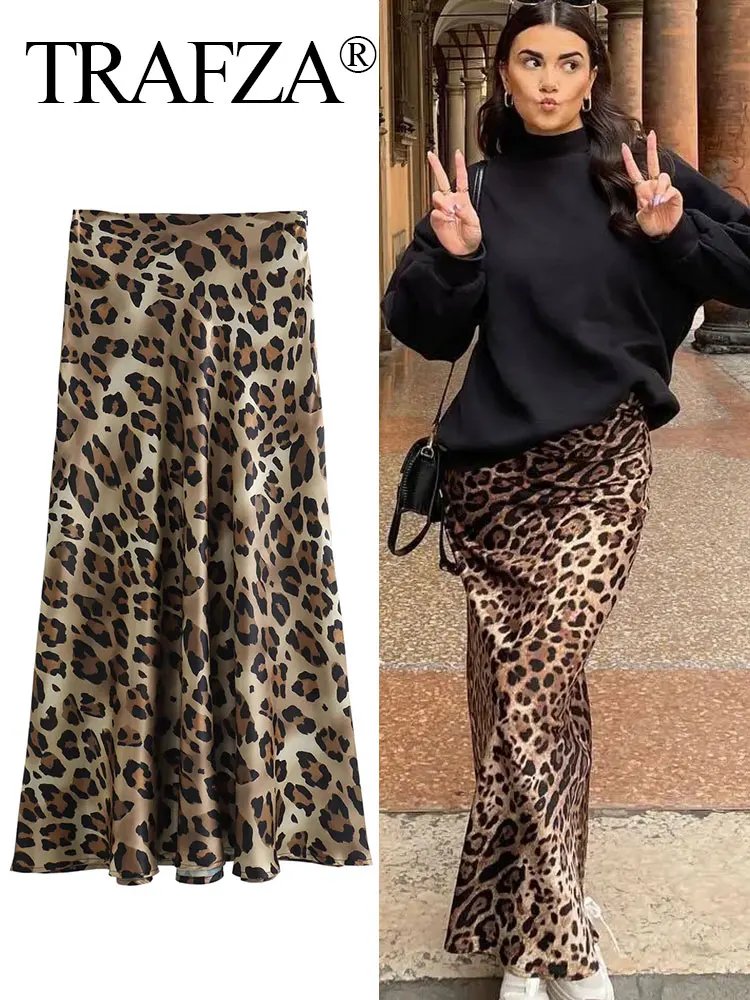 Women's Leopard Print High Waist Vintage Skirt