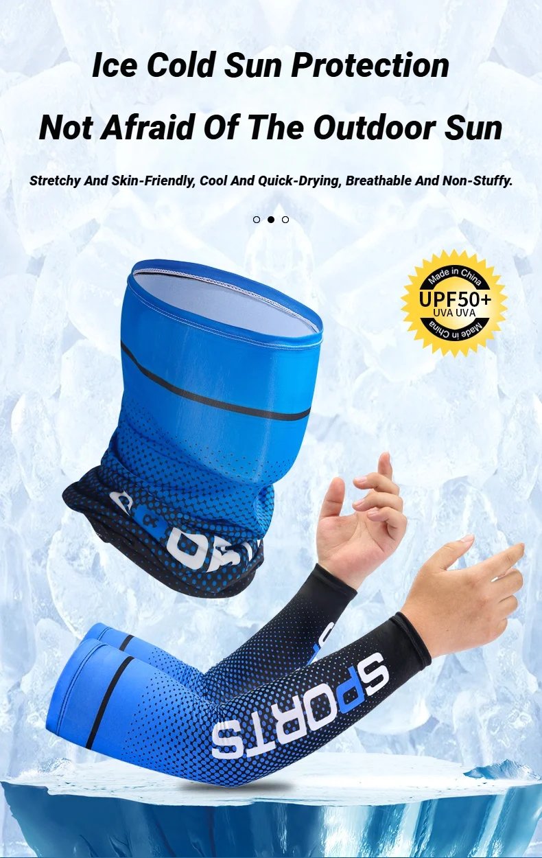 2PCS Summer Fashio Sunscreen Ice Silk Sleeve UV Sun Protection Cooling Anti-Slip Arm Sleeves Men Women Outdoor Sport Cycling