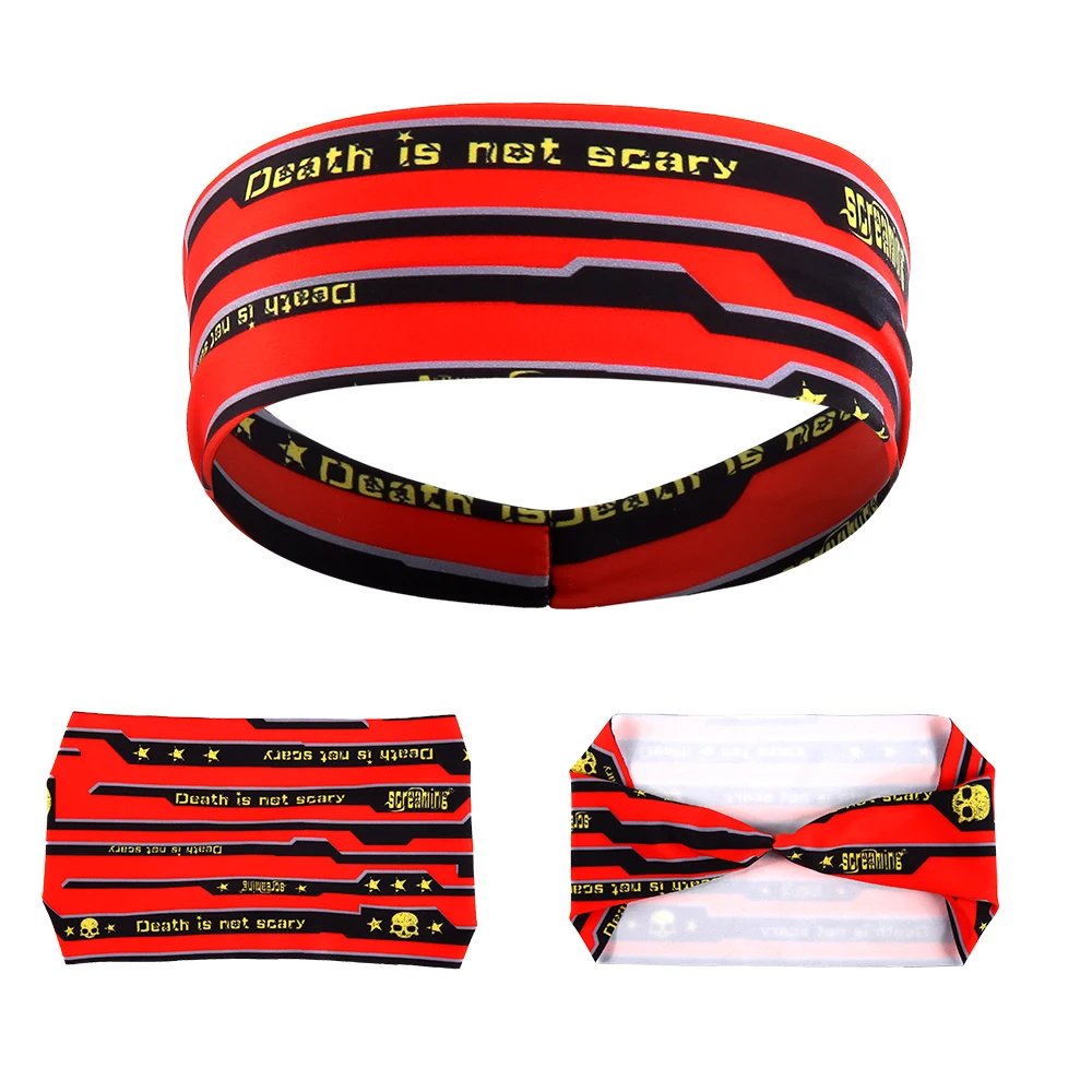 Gothic Skull Headband Sweat Bandage Sport Head Hair Band Workout Tennis Fitness Jog Basketball Running Scary Sweatband Women Men