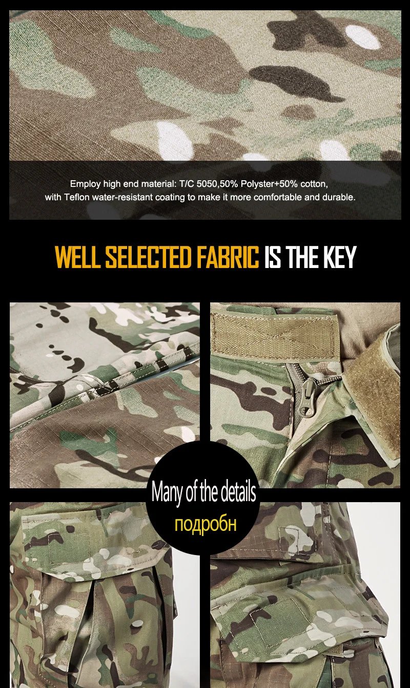 Men Combat Pants With Knee Pads Tactical Cargo Sport Trousers Camouflage Multicam Trekking Hunting Clothes