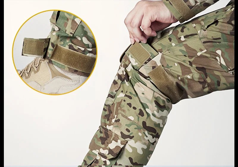 Men Combat Pants With Knee Pads Tactical Cargo Sport Trousers Camouflage Multicam Trekking Hunting Clothes