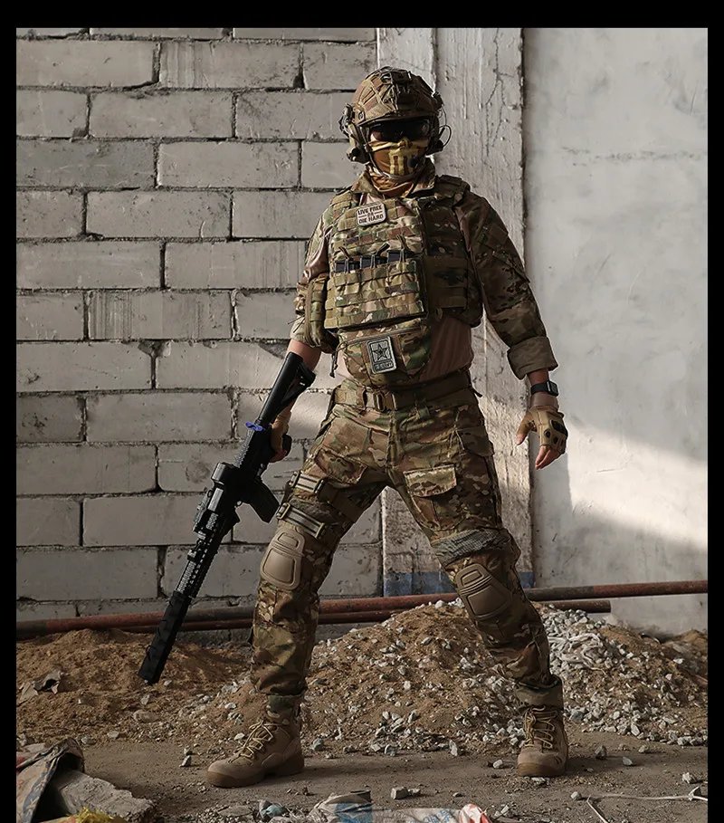 Men Combat Pants With Knee Pads Tactical Cargo Sport Trousers Camouflage Multicam Trekking Hunting Clothes
