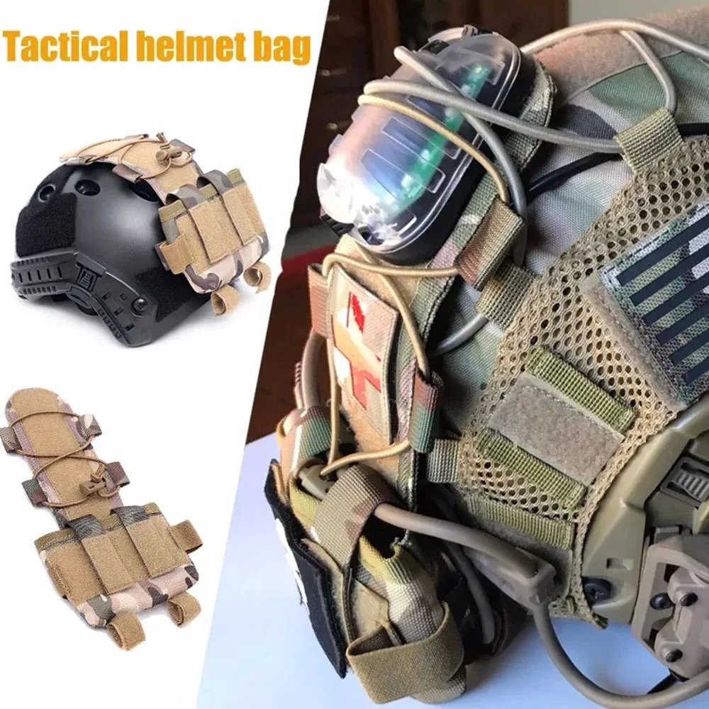 Tactical Helmet Pouch Battery Box Counterweight Pouch Remote Battery Helmet Accessory Storage Bag with Hook Loop for Fast Helmet