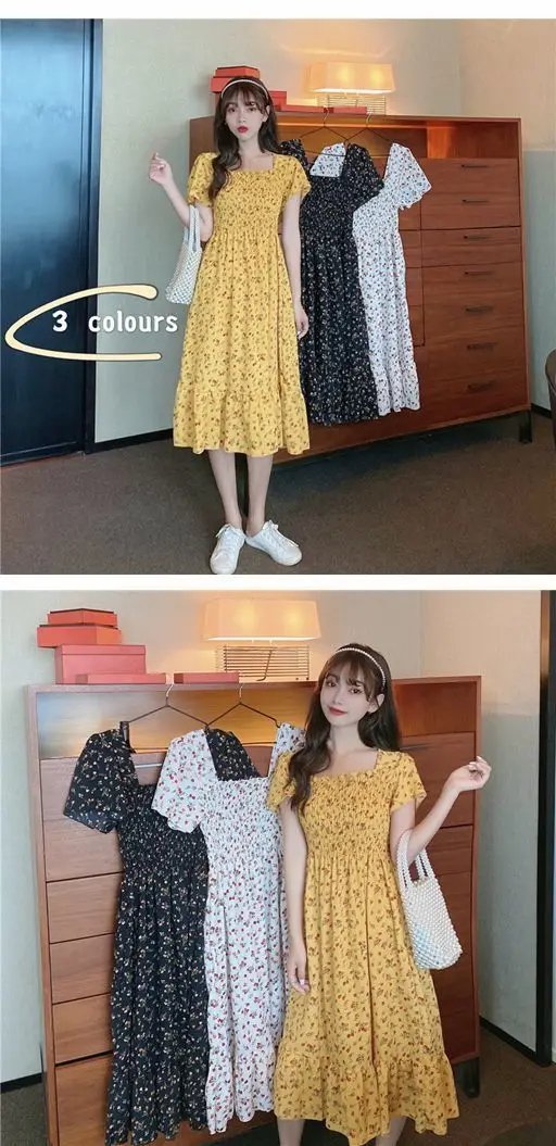 2025 New Spring Summer Dress Women Mini Dresses Female Short Sleeve Elastic Bust Printed Floral Pleated Backless Casual Dress