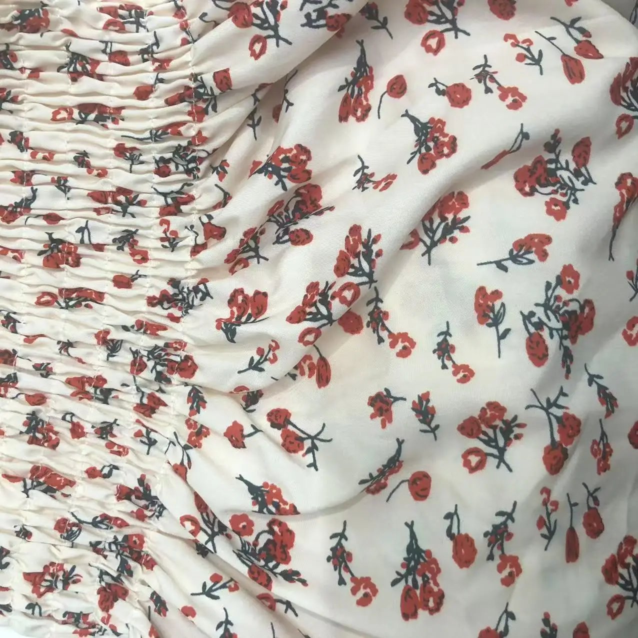 2025 New Spring Summer Dress Women Mini Dresses Female Short Sleeve Elastic Bust Printed Floral Pleated Backless Casual Dress