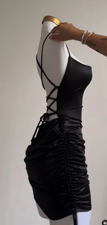 high sense lace-up sexy dress