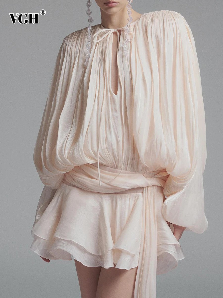 Women's Elegant Ruched Tie Back Satin Blouse