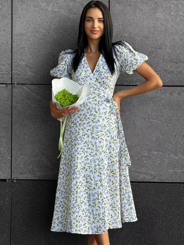 Summer Women's Light Long Dress 100% Cotton A-line Midi Dresses Muslin with Side Slits Flowers Elegant Beige Dress for Women
