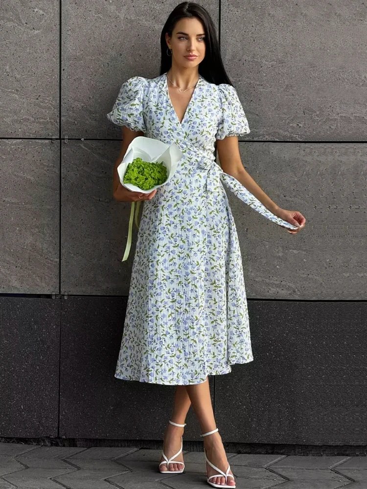 Summer Women's Light Long Dress 100% Cotton A-line Midi Dresses Muslin with Side Slits Flowers Elegant Beige Dress for Women