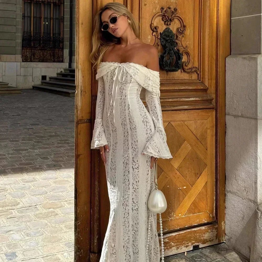 White Off The Shoulder Bodycon Dress for Women