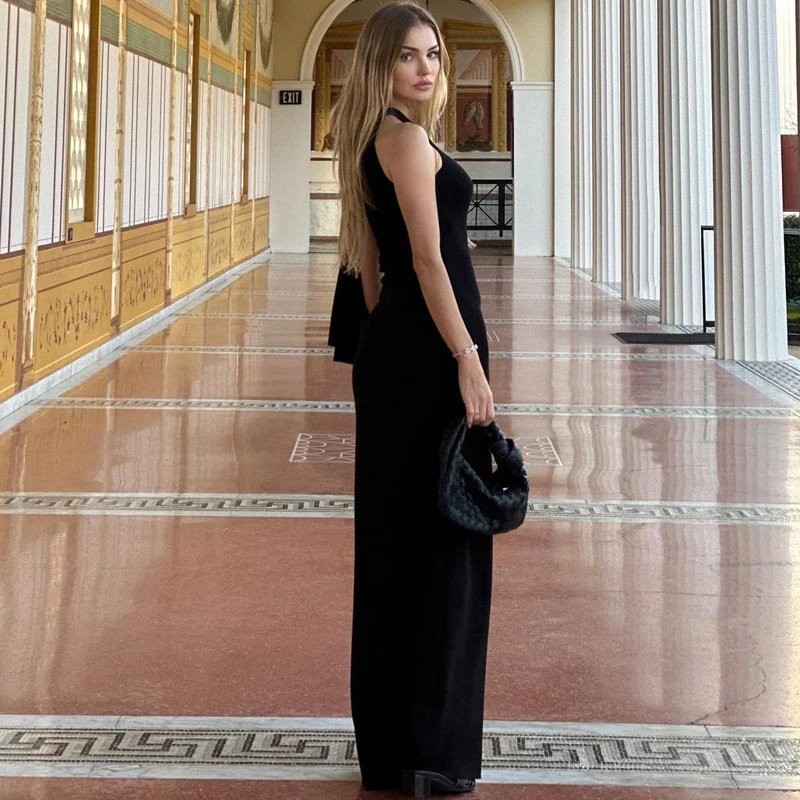Hugcitar Fashion Solid O Neck Sleeveless Patchwork Sexy Bodycon Maxi Prom Dress Summer Women Clothes Party Festival Club Y2K