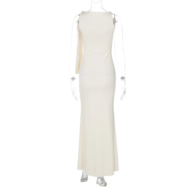 Hugcitar Fashion Solid O Neck Sleeveless Patchwork Sexy Bodycon Maxi Prom Dress Summer Women Clothes Party Festival Club Y2K
