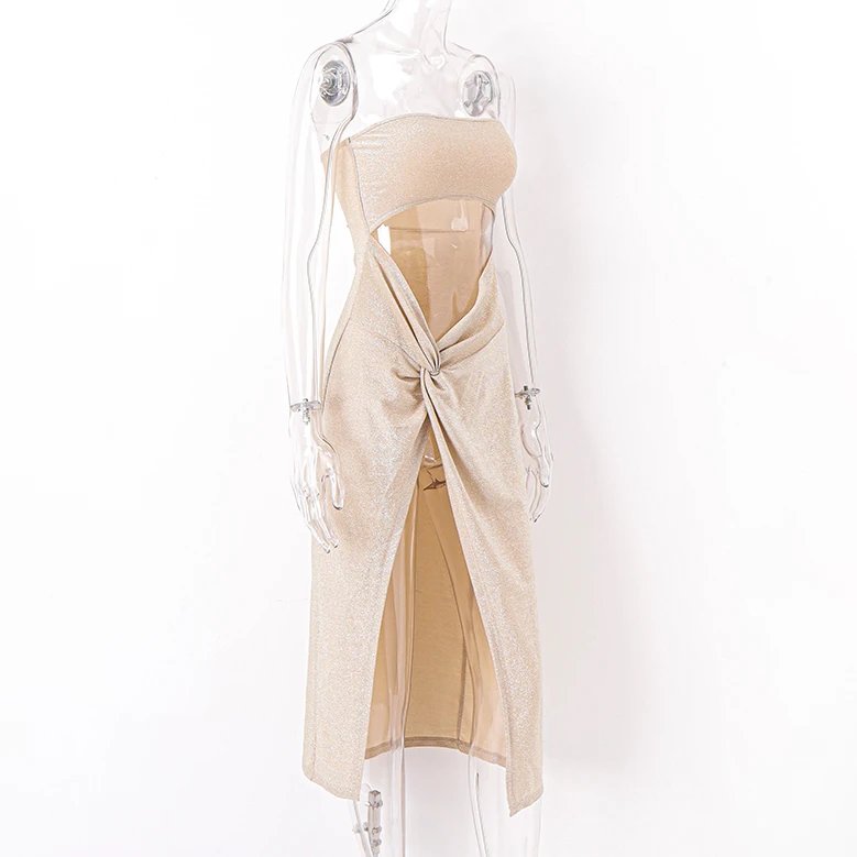 WhereMery Sexy Sleeveless Slit Dress Hollow Out Elegant Skinny Women Long Dresses Summer 2024 Fashion Ladies Party Club Vestidos