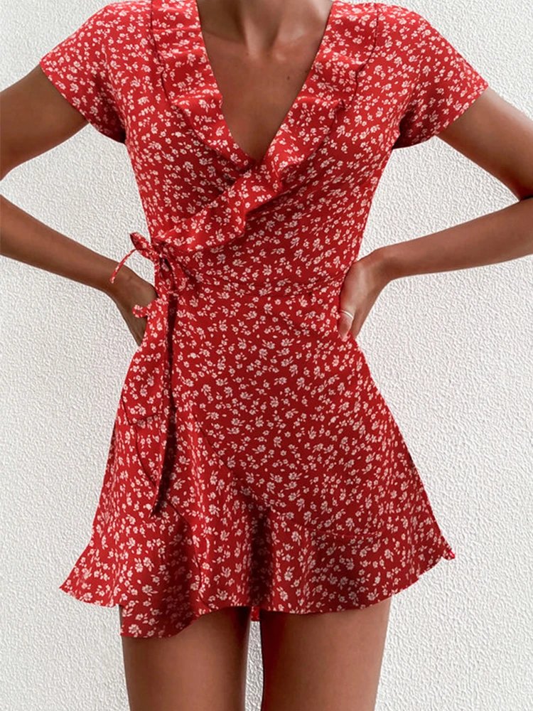 Women’s Floal A-Line V-neck Mini Dress