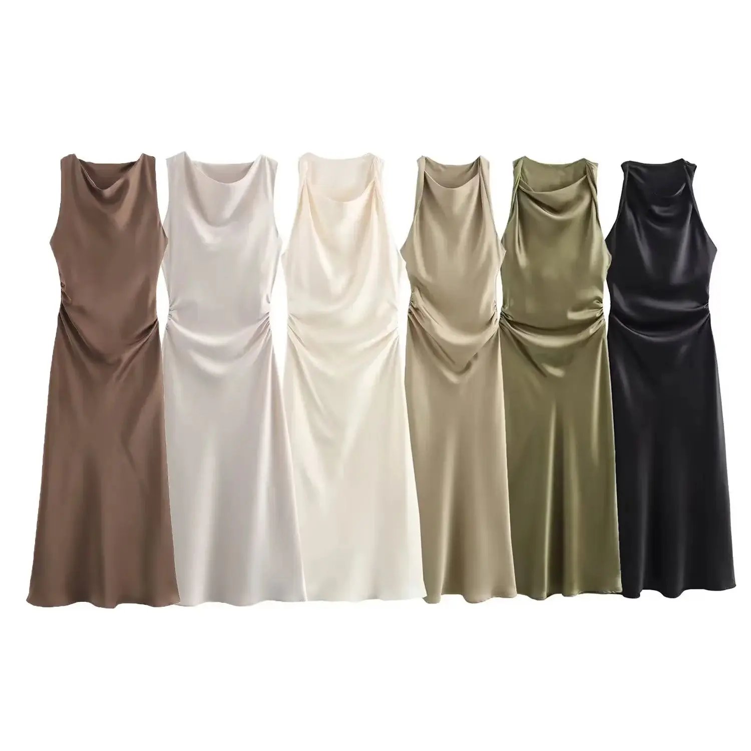 TRAF Satin Long Dresses for Women 2024 Summer Slip Midi Dress Woman Sexy Evening Party Dress Sleeveless Female Elegant Dresses TRAF Satin Long Dresses for Women 2024 Summer Slip Midi Dress Woman Sexy Evening Party Dress Sleeveless Female Elegant Dresses