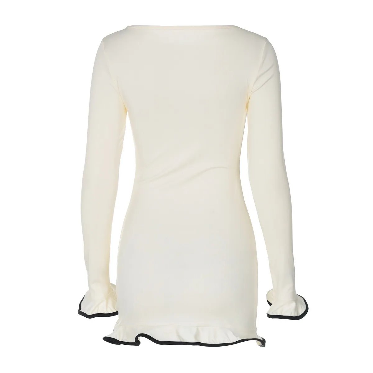 New Women Dresses Elegant Round Neck Pleat Long Sleeve New Casual Slim Pink Sexy Black Mini Dress Female Chic Party Street Dress