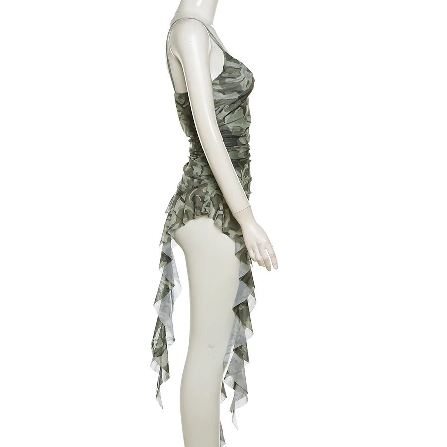 Nibber 2024 Summer Sisters Party Gradient Retro Ruffles Sweet Gentle Sexy Hot Cool Cool Women'S Thin Mini Tassel Sling Dress