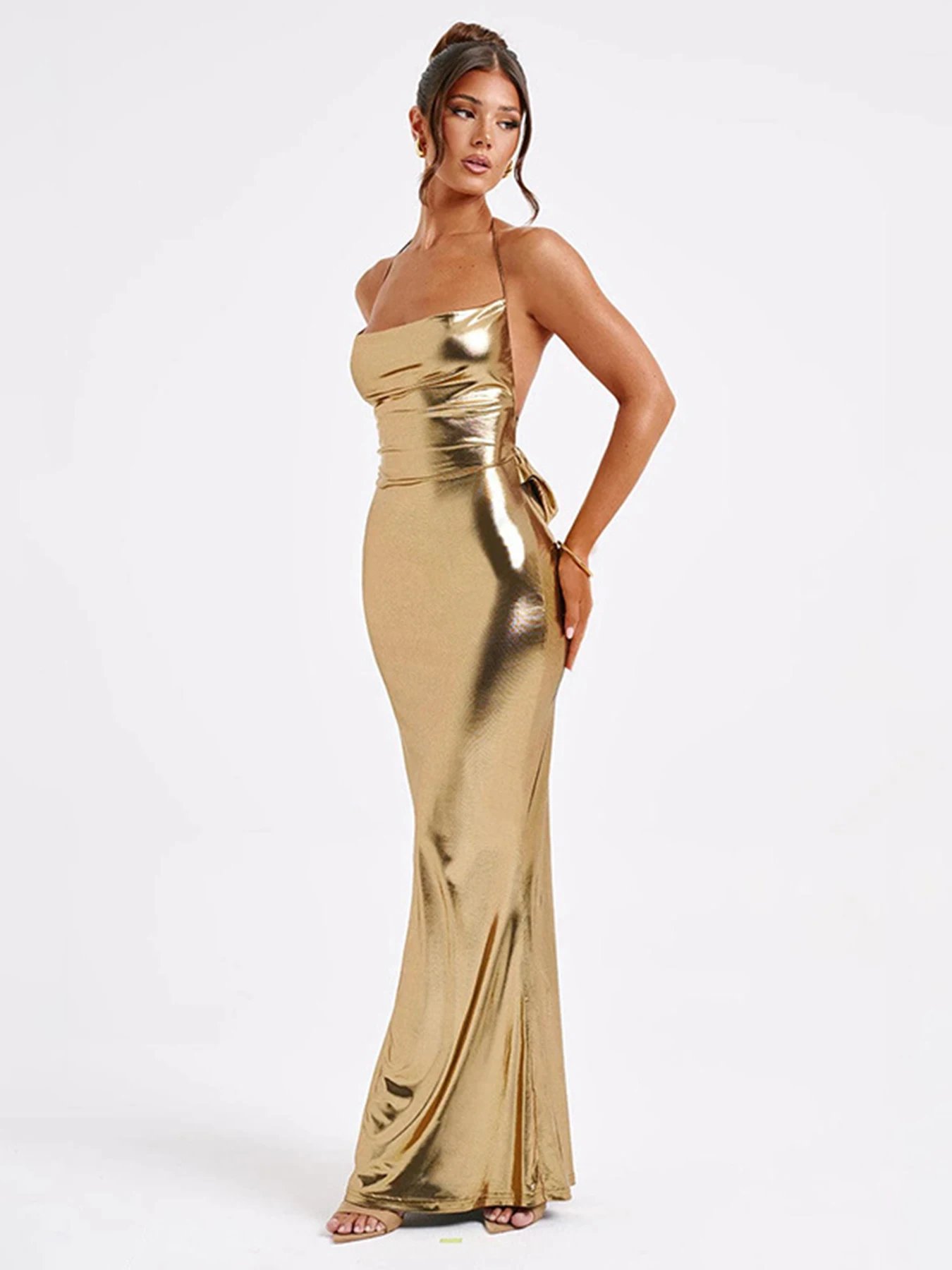 Sexy Backless Halter Bandage Long Dress
