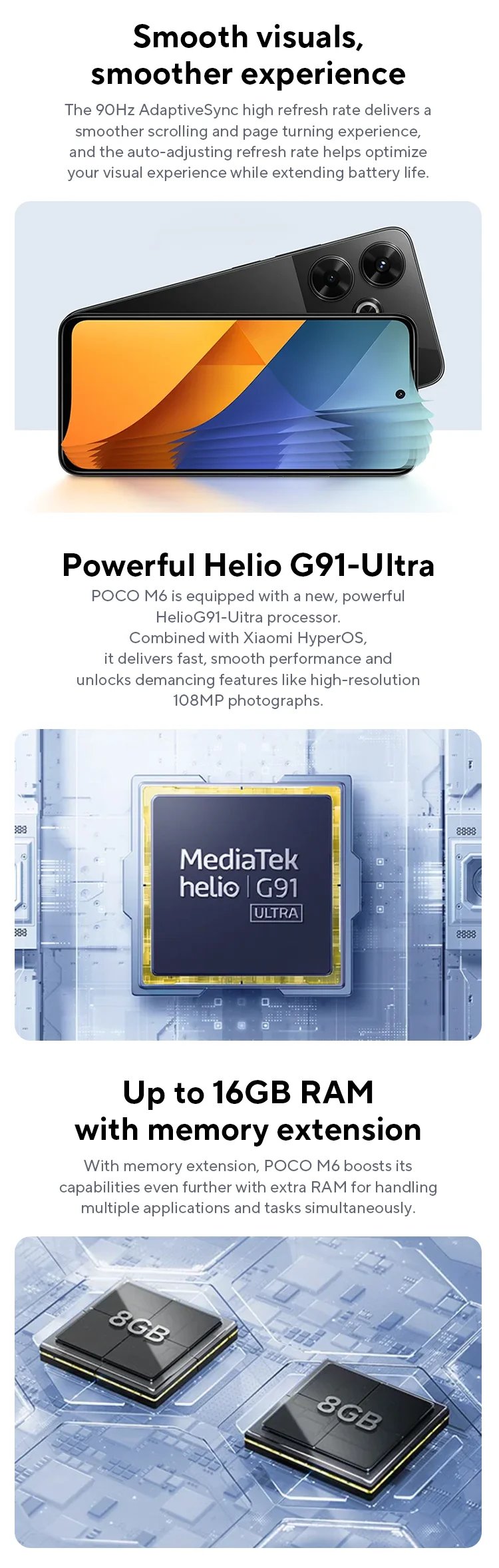 POCO M6 Global Version Smartphone 128GB / 256GB MediaTek Helio G91 Ultra 6.79'' 90Hz Display 33W Fast Charging 5030mAh 108MP NFC