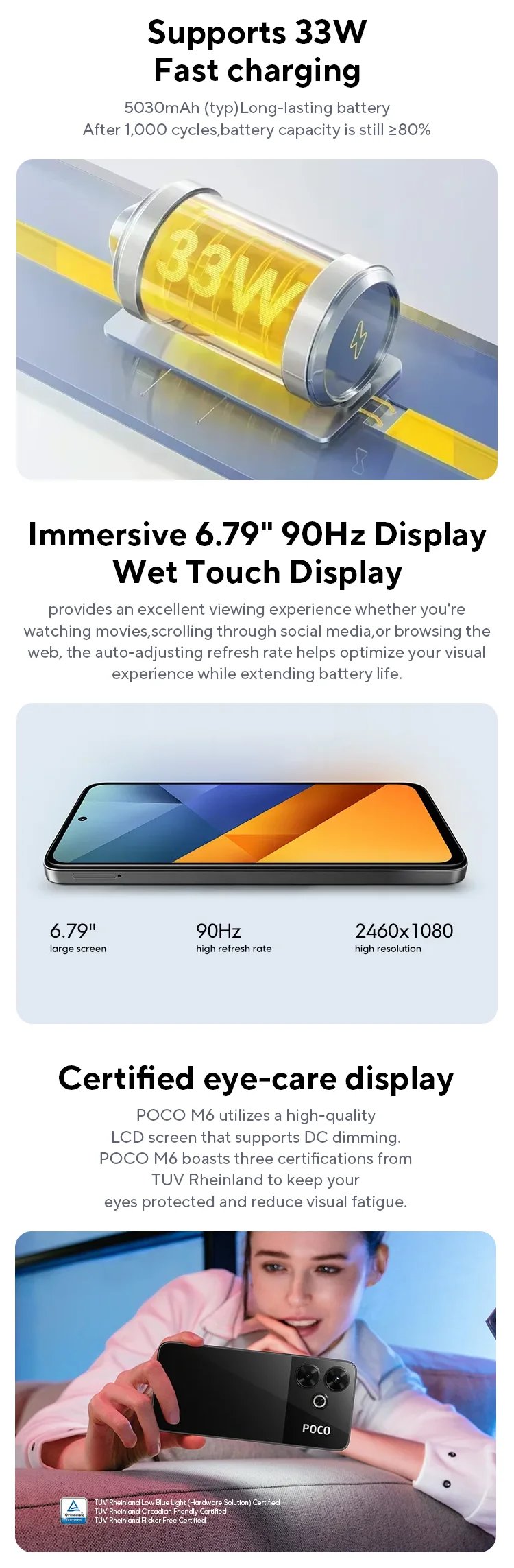 POCO M6 Global Version Smartphone 128GB / 256GB MediaTek Helio G91 Ultra 6.79'' 90Hz Display 33W Fast Charging 5030mAh 108MP NFC
