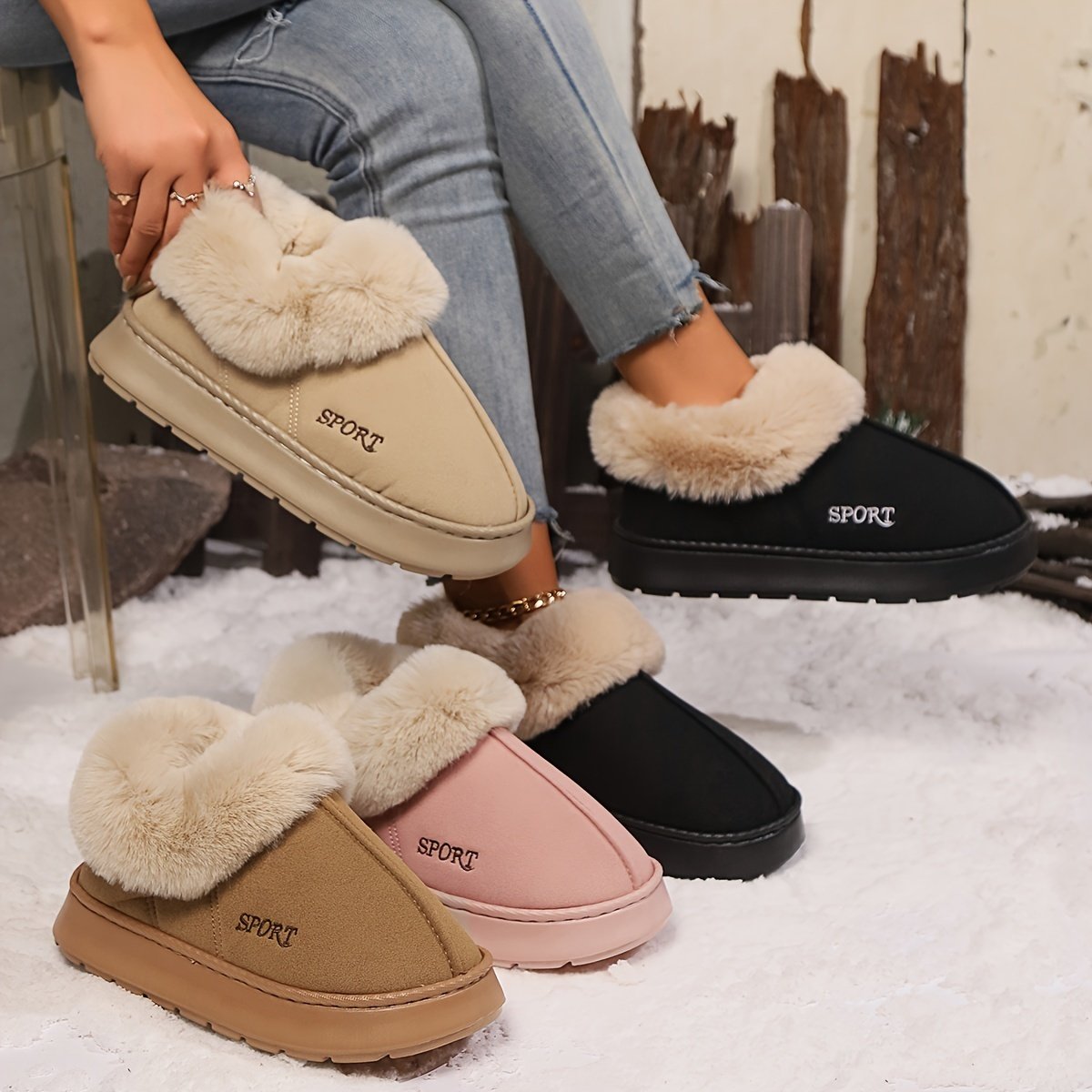 Women Cozy Plush Soft Slippers Shoes