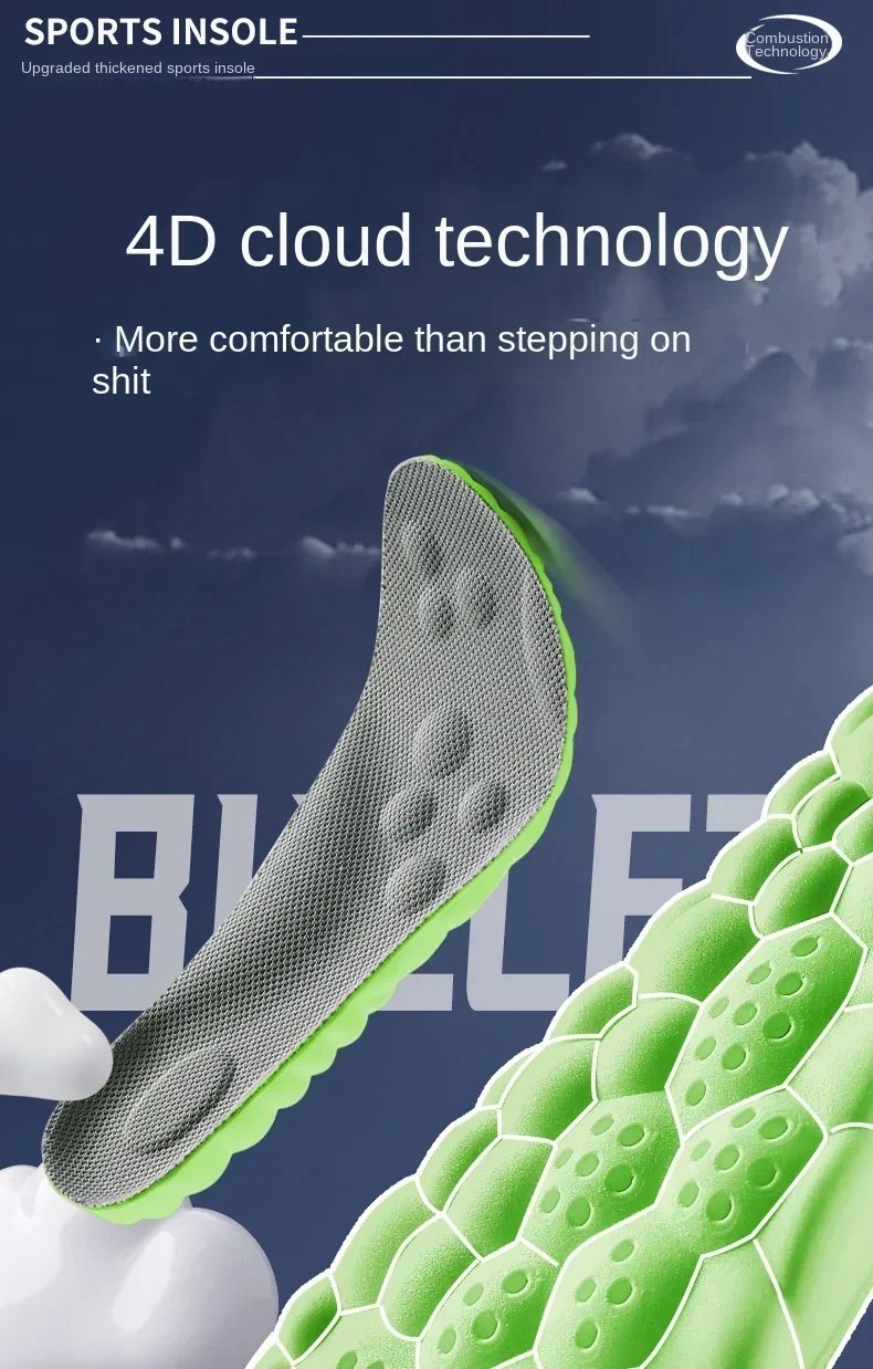 4D Latex Sport Insoles Soft High Elasticity Shoe Pads Breathable Running Basket Shoe Sole Arch Support Orthopedic Inserts Unisex AirFlex Comfort Insoles
