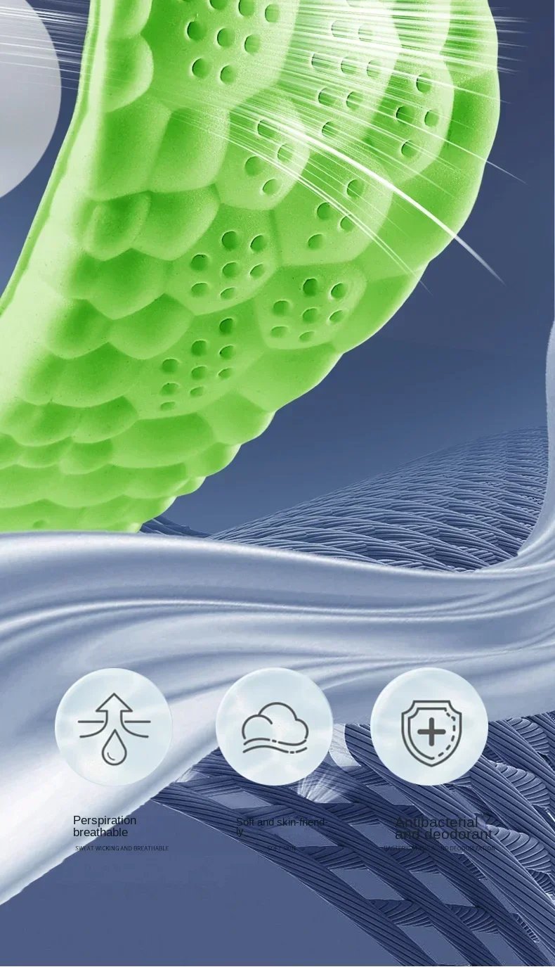 4D Latex Sport Insoles Soft High Elasticity Shoe Pads Breathable Running Basket Shoe Sole Arch Support Orthopedic Inserts Unisex