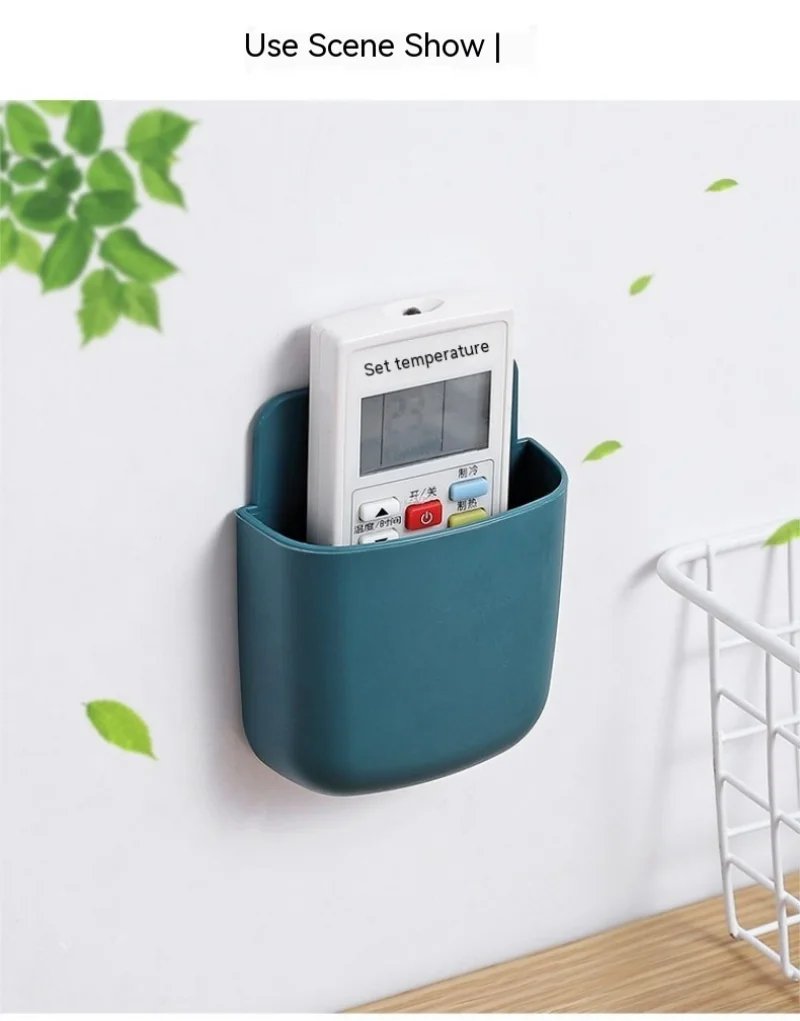 Wall Mounted Storage Box Mobile Phone Plug Holder Stand Rack Remote Control Storage Organizer Case For Air Conditioner TV