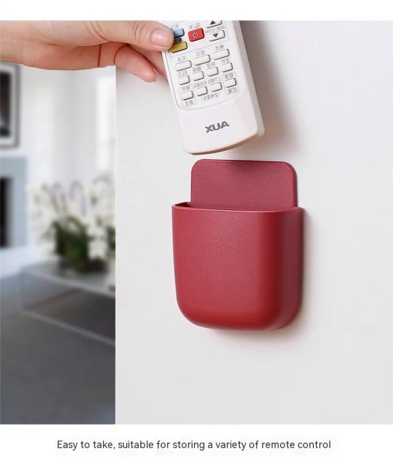 Wall Mounted Storage Box Mobile Phone Plug Holder Stand Rack Remote Control Storage Organizer Case For Air Conditioner TV