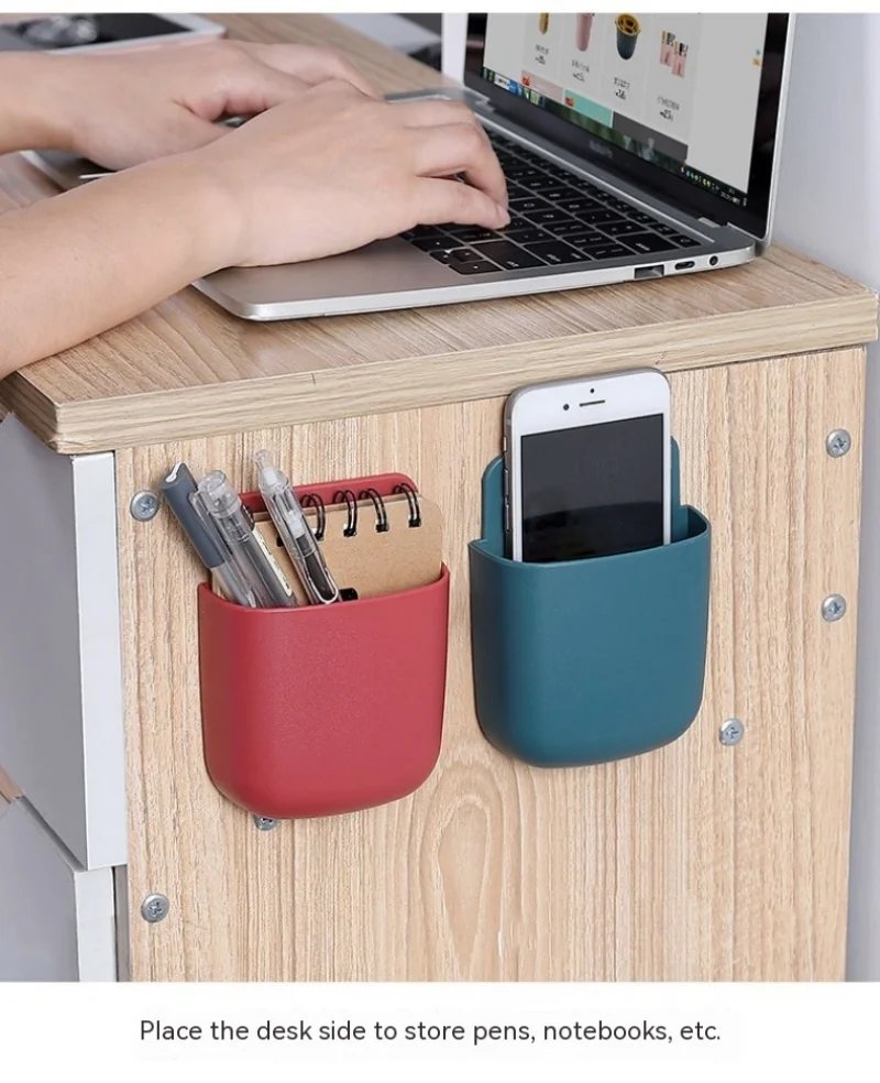 Wall Mounted Storage Box Mobile Phone Plug Holder Stand Rack Remote Control Storage Organizer Case For Air Conditioner TV