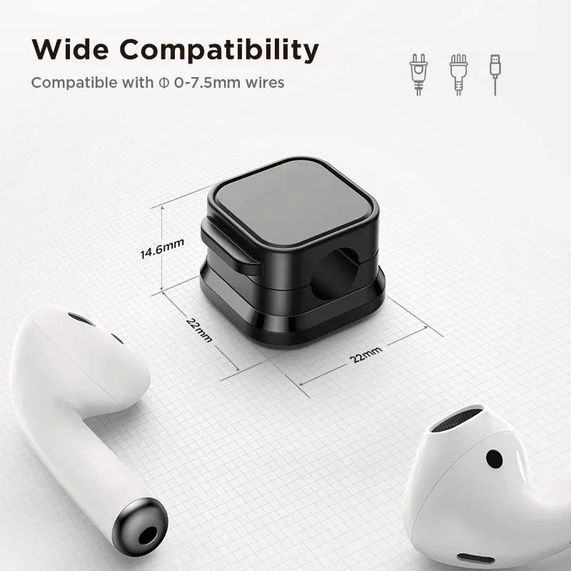 Magnetic Cable Clip Cable Holder Adhesive Wire Keeper Cord Cable Organizer for Home Office Under Desk Management