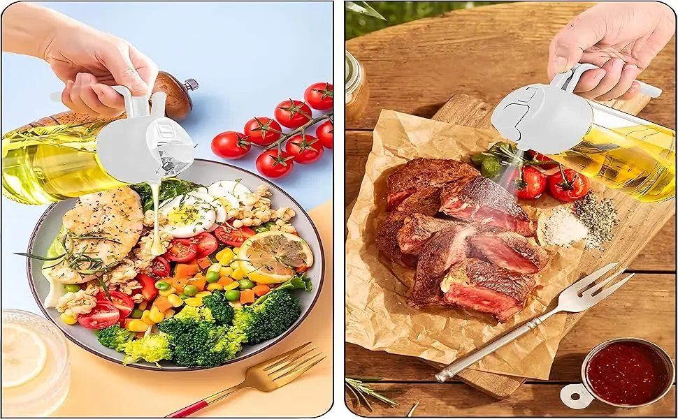 1-2PCS 2in1 Olive Oil Dispenser Bottle 500ml Plastic Oil Sprayer Cooking Oil Spray Tank BBQ Baking Picnic Kitchen Tools for Home 1-2PCS 2in1 Olive Oil Dispenser Bottle 500ml Plastic Oil Sprayer Cooking Oil Spray Tank BBQ Baking Picnic Kitchen Tools for Home