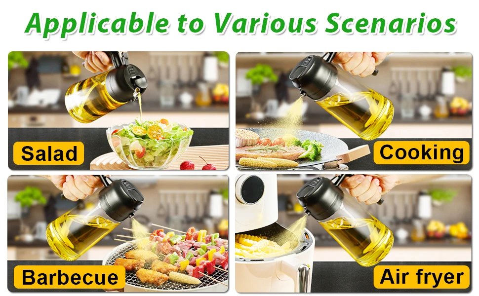 1-2PCS 2in1 Olive Oil Dispenser Bottle 500ml Plastic Oil Sprayer Cooking Oil Spray Tank BBQ Baking Picnic Kitchen Tools for Home 1-2PCS 2in1 Olive Oil Dispenser Bottle 500ml Plastic Oil Sprayer Cooking Oil Spray Tank BBQ Baking Picnic Kitchen Tools for Home