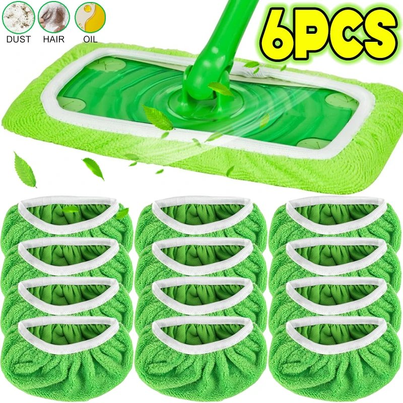 Green  Reusable Microfiber Mop Pads