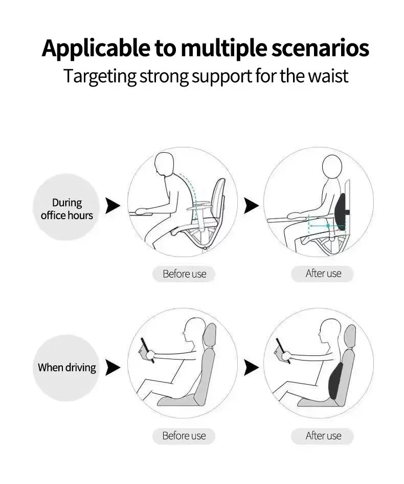 Memory Foam Lumbar Back Cushion for Car Office Gaming Chairs and Postpartum Waist Support Multi Functional Pain Relief Pillow Memory Foam Lumbar Back Cushion for Car Office Gaming Chairs and Postpartum Waist Support Multi Functional Pain Relief Pillow