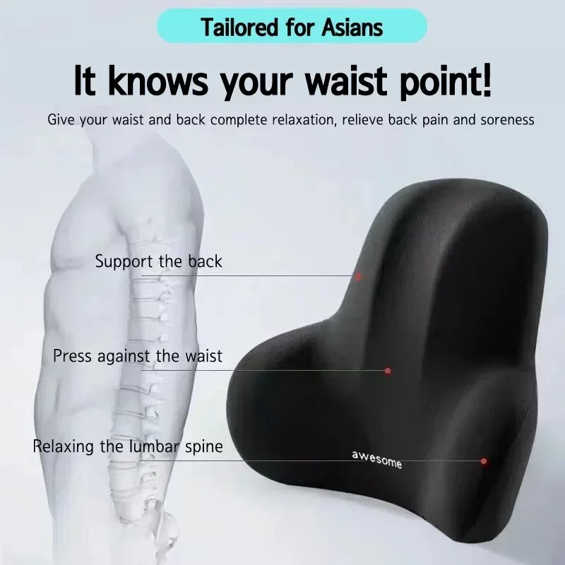 Memory Foam Lumbar Back Cushion for Car Office Gaming Chairs and Postpartum Waist Support Multi Functional Pain Relief Pillow Memory Foam Lumbar Back Cushion for Car Office Gaming Chairs and Postpartum Waist Support Multi Functional Pain Relief Pillow