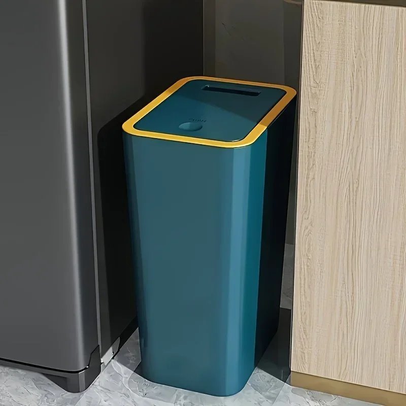 10L Odor Proof Trash Can with One-Touch Modern Design Durable Plastic Bathroom Kitchen Bin Space Saving Leakproof