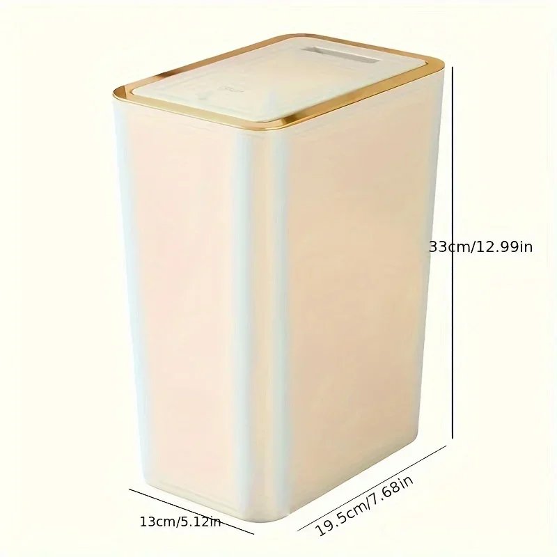 10L Odor Proof Trash Can with One-Touch Modern Design Durable Plastic Bathroom Kitchen Bin Space Saving Leakproof