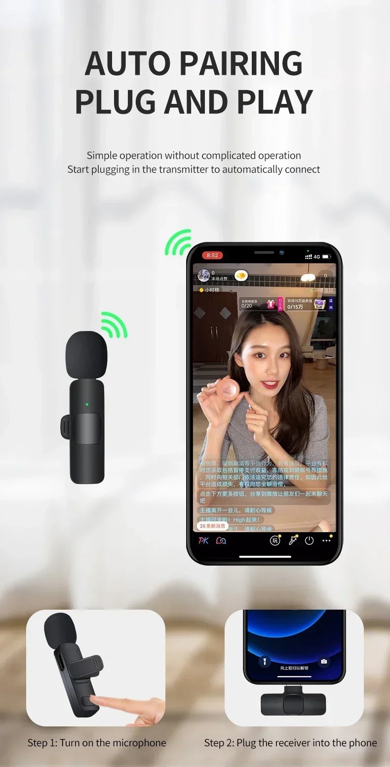 Basix Wireless Lavalier Microphone Audio Recording Mini Replaceable Windproof Wool Microphone for iPhone16 Shoot vlog YouTube Basix Wireless Lavalier Microphone Audio Recording Mini Replaceable Windproof Wool Microphone for iPhone16 Shoot vlog YouTube