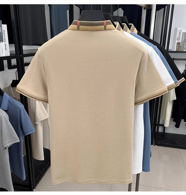 New men's fashionable short sleeved summer designer exquisite craftsmanship embroidery stand collar polo business casual T-shirt