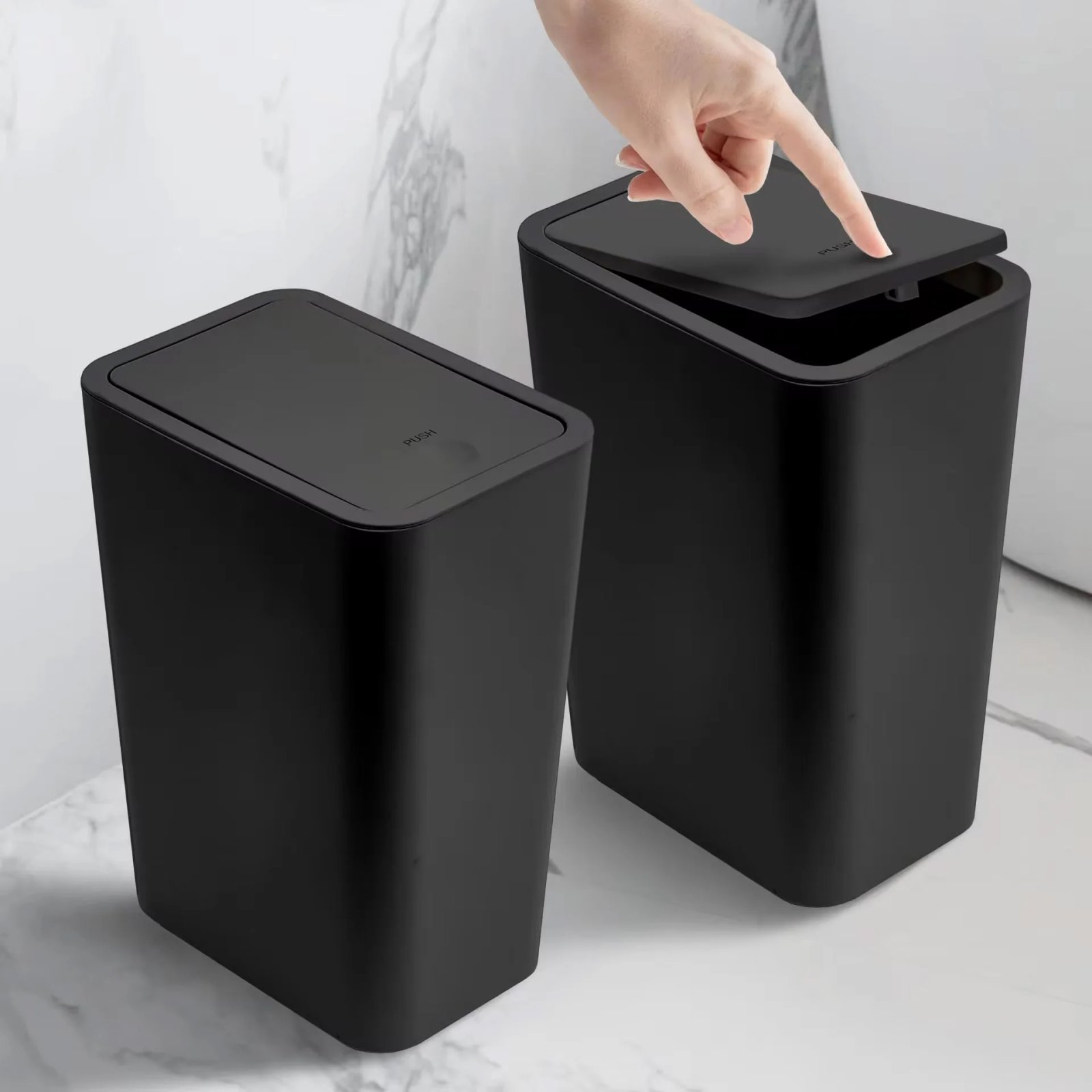 Plastic Wastebasket with Pop-up Lid