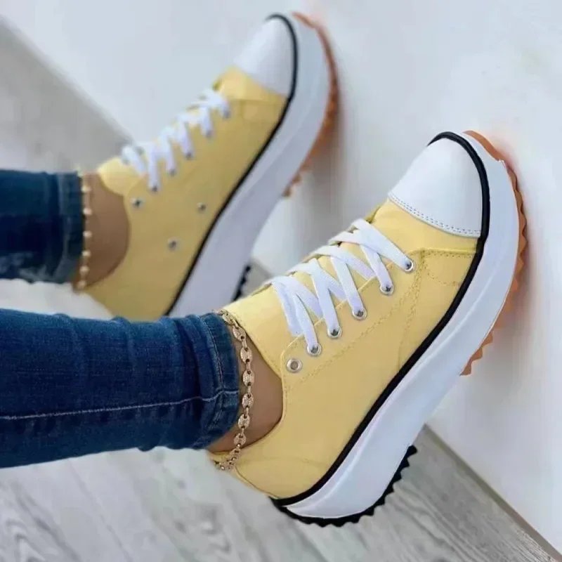 Women's Vulcanized Shoes 2025 New Luxury Brand Platform Womens Shoes Spring and Summer Trendy Casual Cross Lace Up Women's Shoes