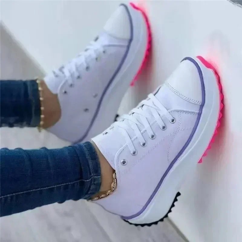 Women's Vulcanized Shoes 2025 New Luxury Brand Platform Womens Shoes Spring and Summer Trendy Casual Cross Lace Up Women's Shoes