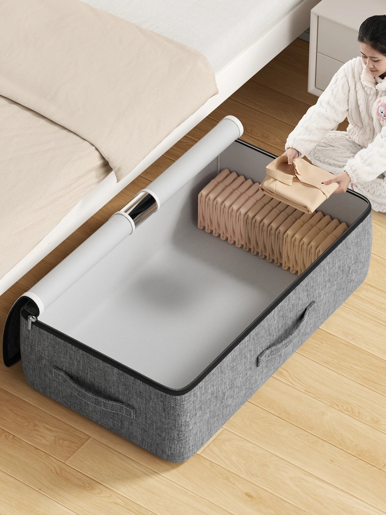 Extra-large underbed clothing storage bag